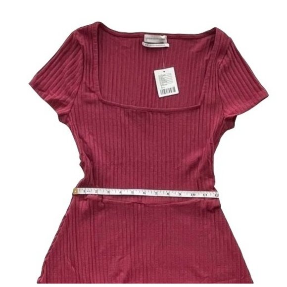 URBAN OUTFITTERS A-LINE WINE COLOR MINI DRESS W/SQUARE NECK LINE SZ:M NWT - Picture 5 of 7
